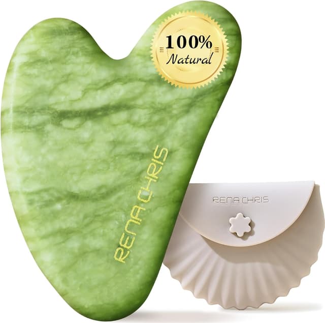 Detalle de Rena Chris Gua Sha Jade Facial Masajeador 100% natural