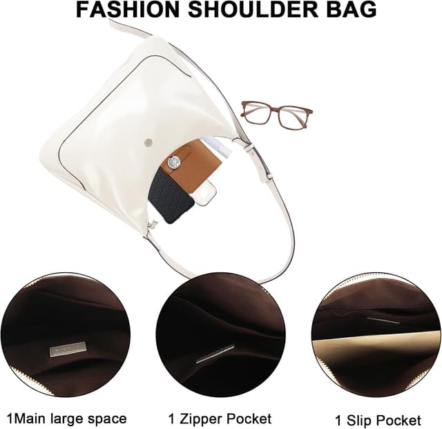 Detalle de Women’s crescent shoulder bag hobo bag with adjustable crossbody strap (PU leather)