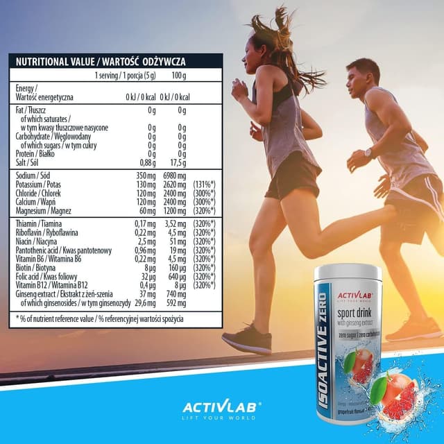 Detalle de ISOACTIVE ZERO Grapefruit, zuckerfrei, 225 g