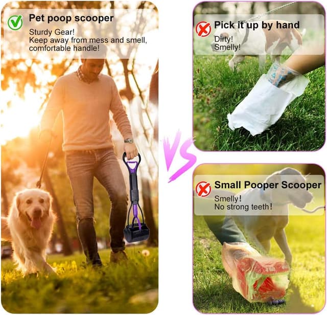 Detalle de YONTINY Portable Pet Pooper Scooper for Dogs and Cats (Foldable Dog Poop Rake)