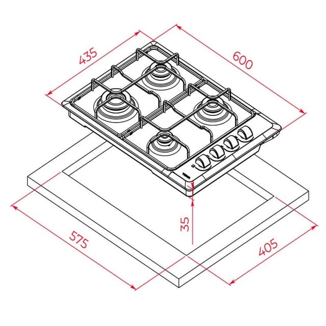 Detalle 2 de Teka HLX 540 KL🔥 Placa de gas butano, acero inoxidable