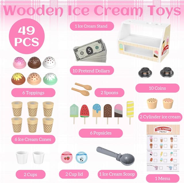 Thumbnail 1 de Heladería de Madera para Niños, Juguetes Educativos 🍦