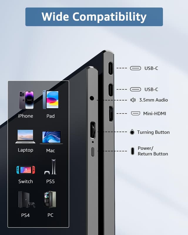 Detalle 1 de Yodoit Portable Monitor 15.6" FHD