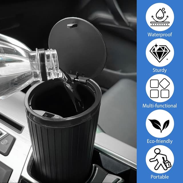 Detalle 2 de Gigmeta Cestino per auto con coperchio: mini portarifiuti da inserire nel portabicchieri