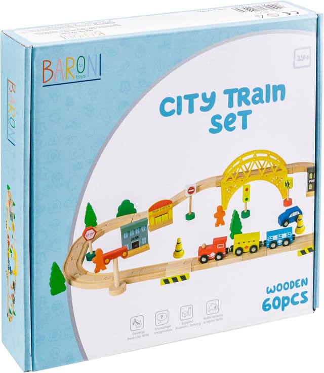 Thumbnail 6 de Baroni Toys trenino in legno 60 pezzi