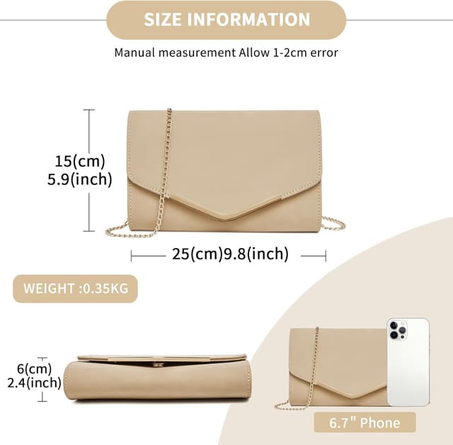 Detalle de Miss Lulu pochette et clutch femme avec chaîne et compartiment zippé – modèle pratique