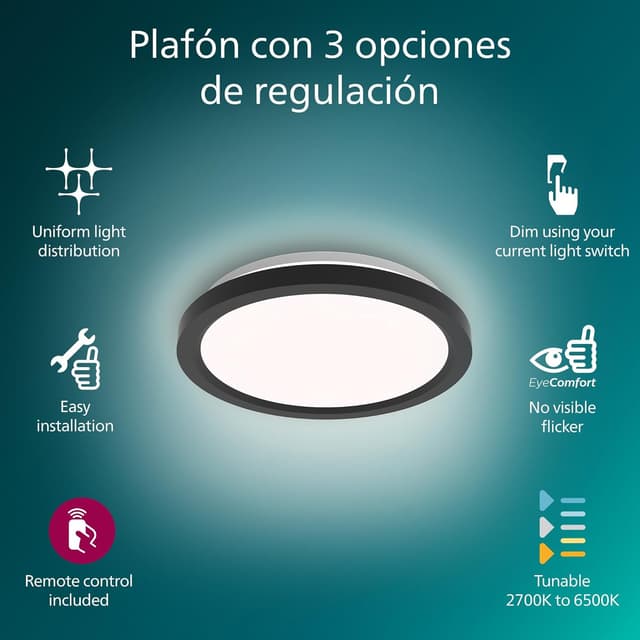 Detalle 2 de Philips Lighting Techo 24 W, Negro ⭐