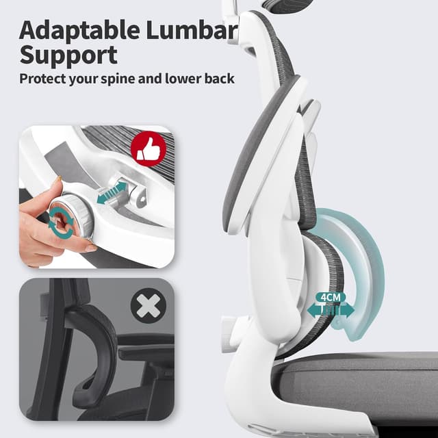 Detalle de TRALT Office Chair Ergonomic mesh high-back, 330 lb capacity