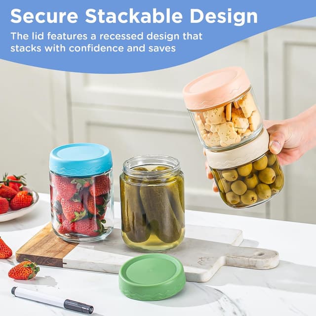 Detalle 2 de DRKIO Overnight Oats Glass Jars 16 oz 🥣