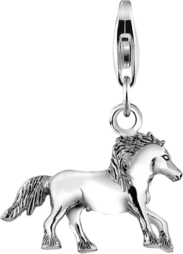 Detalle 2 de Nenalina Pferd Karabiner Charm Anhänger aus 925 Sterling Silber – Karabinerhaken für Bettelarmband & Ketten (713072-000)