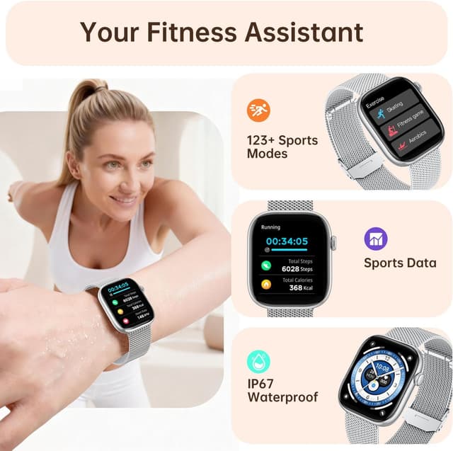 Detalle 2 de idomars Lady Smartwatch for iOS & Android (IP67) with SpO₂, heart rate, sleep and call features