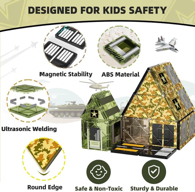 Thumbnail 5 de GobiDex 100PCS Army Magnetic Tiles 🧩