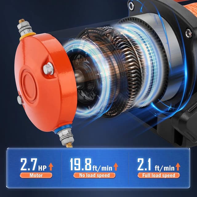 Detalle de AC-DK 5500 lb ATV/UTV Winch Kit with Synthetic Rope, 12V Motor, Wireless Remote