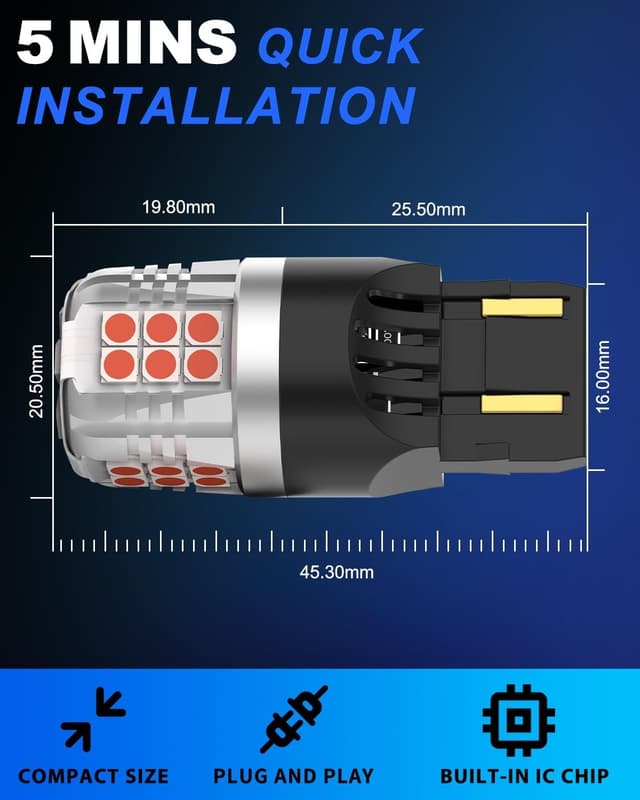 Detalle 2 de LED Brake Light Bulbs 7443 900LM