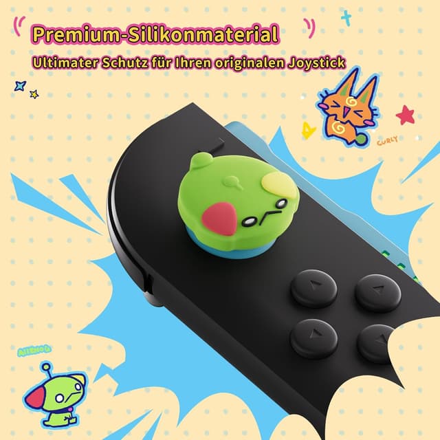 Detalle de GeekShare Silikon-Joystick-Kappen für Switch 2 – Thumbstick-Grips (4 Stück), rutschfest