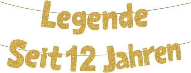 Detalle de HUKUMA Geburtstagsbanner „Legende seit 12 Jahren“ – Deko für den 12. Geburtstag (glitzernd, 1,50 m lang)