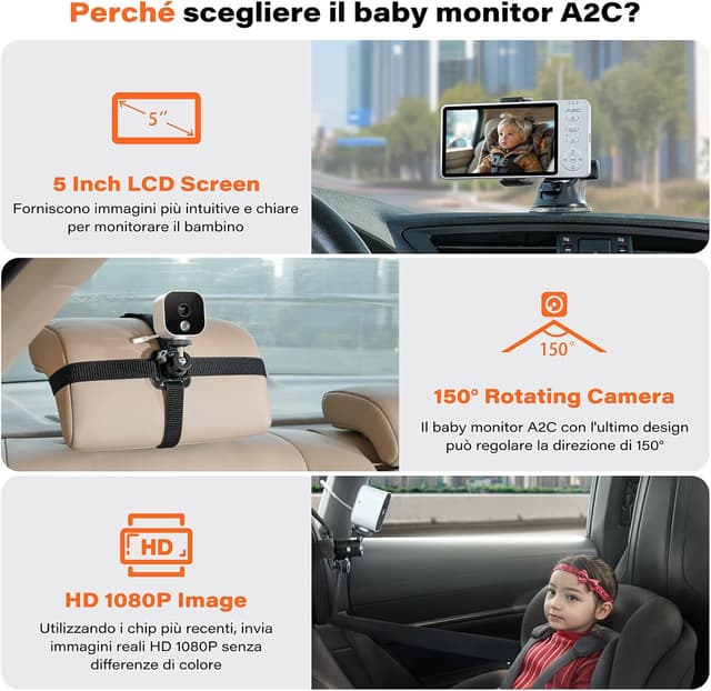 Thumbnail 6 de APPS2Car Baby Monitor 5" HD per auto e casa
