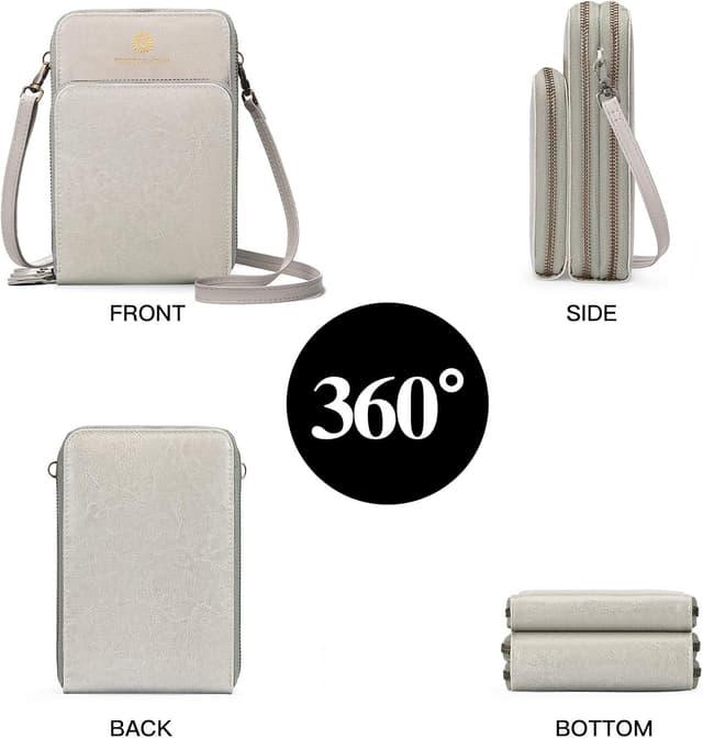 Detalle de SENDEFN women’s crossbody phone bag in genuine leather – small multi-compartment purse with adjustable strap