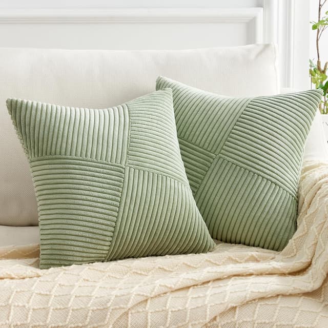 Detalle 2 de Topfinel Kissenbezug Kordsamt 45x45 Grün