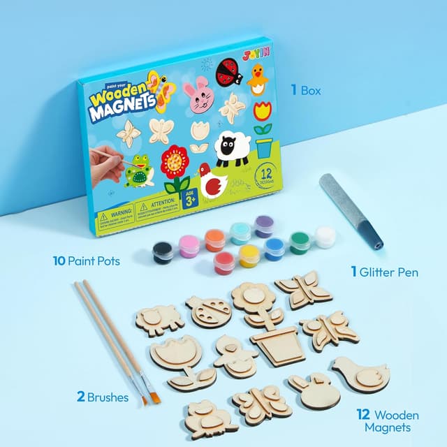 Detalle 2 de JOYIN 12 Wooden Magnet Painting Kit for Kids