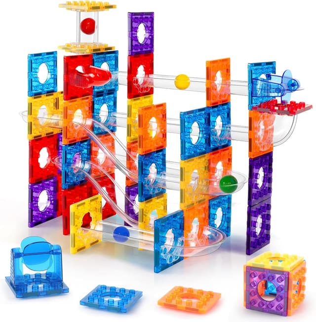 Detalle de Magnetic Marble Run (66pcs) Magnetic Tiles Ball Run construction toy for ages 3–8+