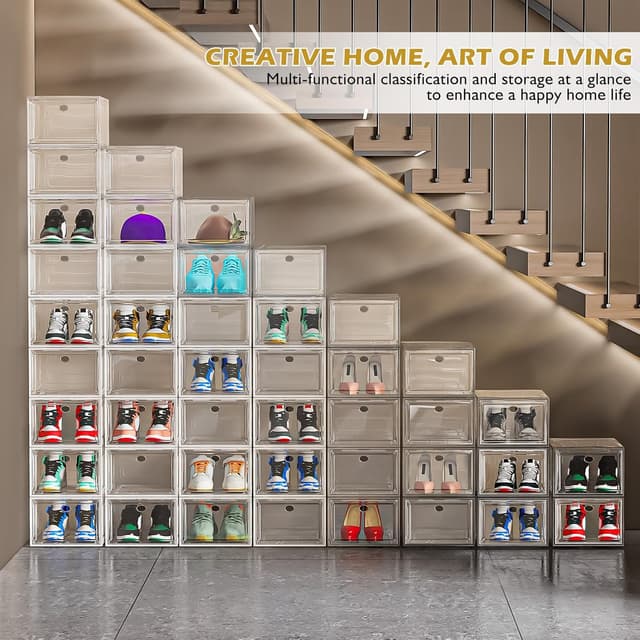 Thumbnail 1 de 12-Pack Clear Shoe Storage Boxes with Magnetic Door