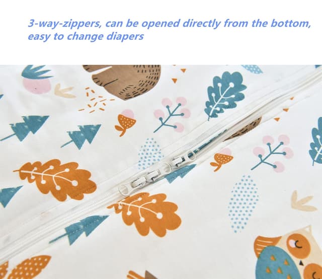 Detalle de Chilsuessy Baby Schlafsack mit Füßen 2,5 Tog (Ganzjahr), Waldtiere – passend für Babyhöhe 80–90 cm