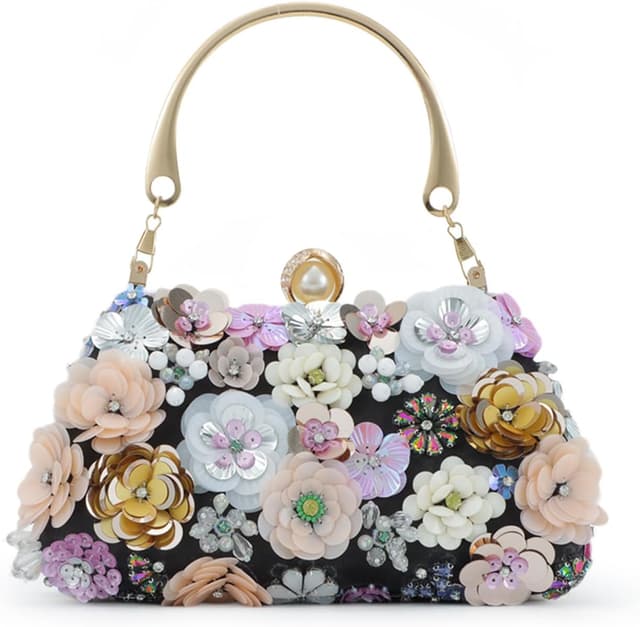 Detalle de Fecialy 3D Floral Flower Clutch Purse for Women with Wristlet and Detachable Chain Strap