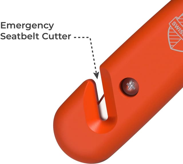 Detalle de Swiss Safe Durable 5-1 Car Safety Hammer & Seatbelt Cutter (Orange) — 2 Pack