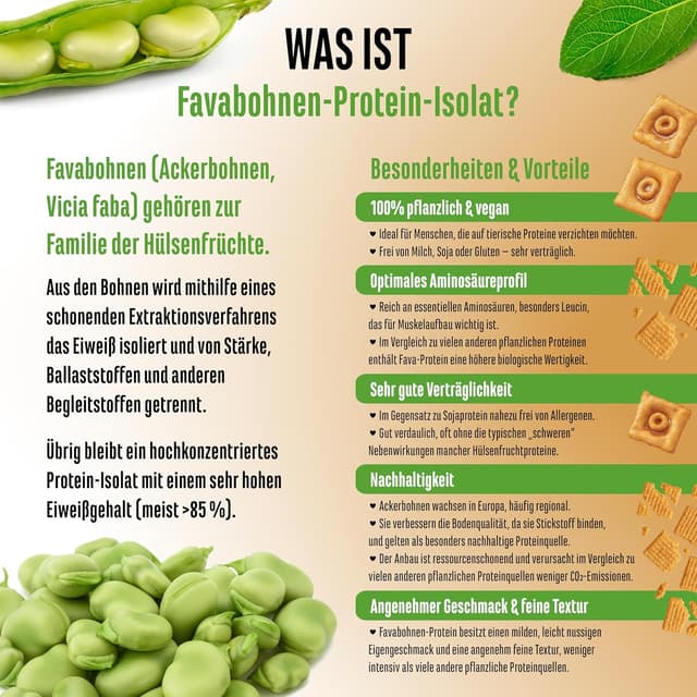 Detalle de vit4ever Yummy Vegan Protein Cinnamon Cereal mit Chunks – veganer Proteinshake aus Fava-Bohnen-Isolat (908 g)