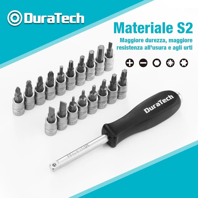 Detalle 2 de DURATECH set di chiavi a bussola 108 pezzi con cricchetto 72 denti 1/2” e 1/4” in Cr-V