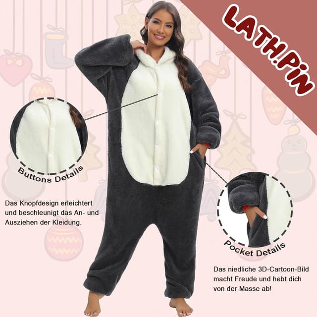 Thumbnail 4 de LATH.PIN Panda Onesie Pyjamas Jumpsuit