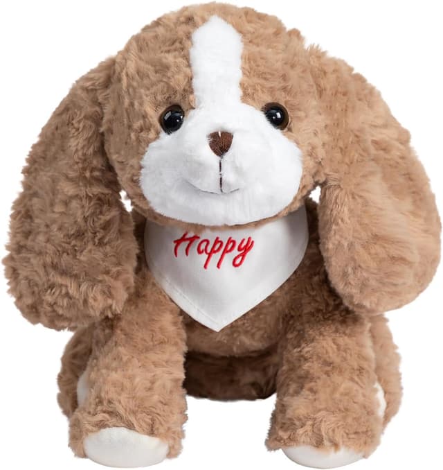 Detalle de BEJOY Plüschhund „Happy“ mit Schal – 35 cm Kuscheltier als Geschenk