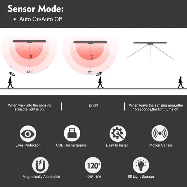 Detalle 2 de AiQInu 66 LED Luces con Sensor de Movimiento 🔆