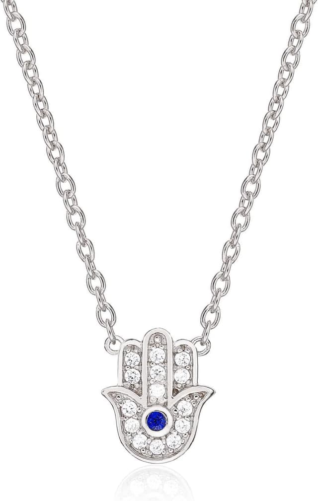 Thumbnail 6 de Diamond Treats collier Khamsa Main de Fatma en argent 925 plaqué or rose, pendentif zircone bleu