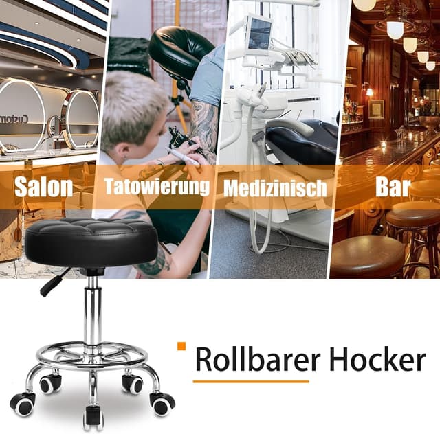 Thumbnail 5 de Rollhocker PU Leder Rund Gepolstert