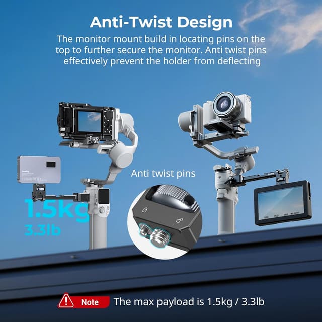 Detalle de SMALLRIG 5337 verstellbare Kamera-Monitorhalterung für DJI RS-Serie mit NATO-Schnellverschluss