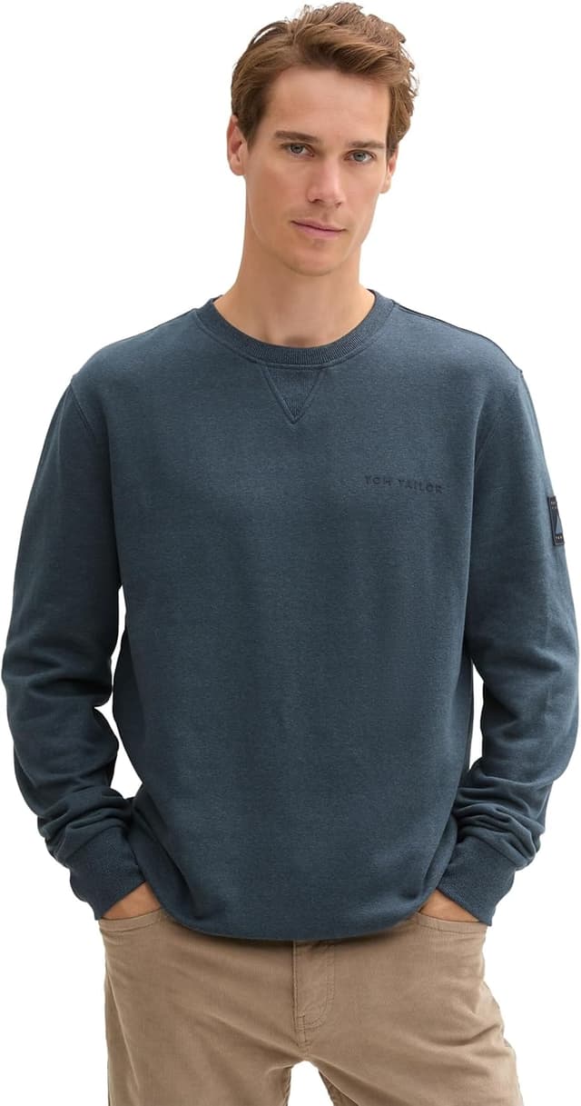 Detalle de Maglia da tuta uomo Tom Tailor 1044007 in felpa girocollo