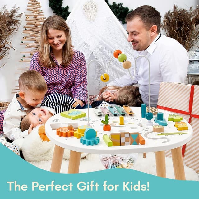 Thumbnail 6 de Giant bean Holz Aktivitätstisch für Kinder 1+ – 11-in-1 Lerntisch mit Motorik-Spielen
