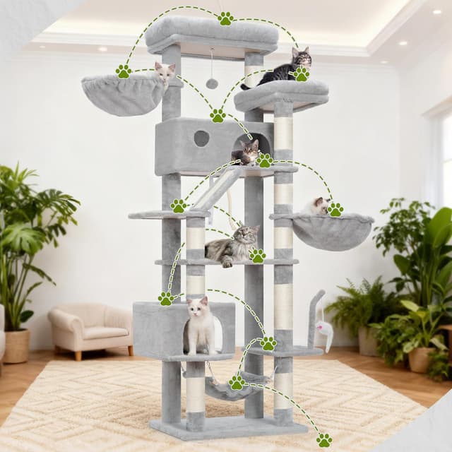 Thumbnail 5 de Gitelsnour Großer Katzenkratzbaum 200 cm Hellgrau