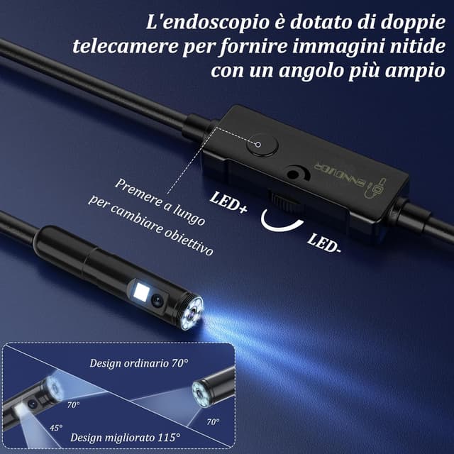 Detalle de Ennovor Endoscopio smartphone 1920P HD