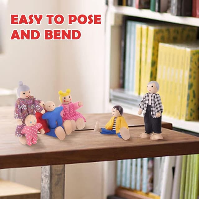 Thumbnail 4 de Aolso Wooden Dolls House Family Set 8 people