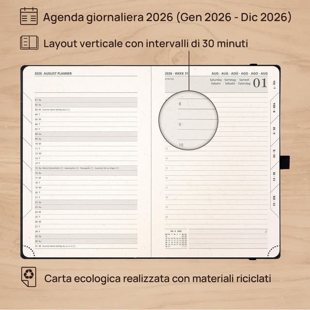 Detalle de POPRUN Agenda 2026 giornaliera 21,5 x 14,5