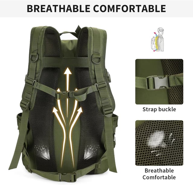 Detalle de HUNTVP Militär-Rucksack (900D Nylon) mit Molle, 30L, wasserabweisend