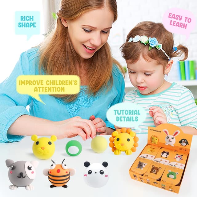 Detalle de LOUFOR Air Dry Clay Kits for Kids (12-Box DIY Set) with Sculpting Tools & Tutorials