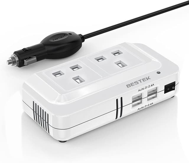 Detalle de BESTEK 200W Car Power Inverter DC 12V to AC 230/240V with 4 USB and Dual Socket