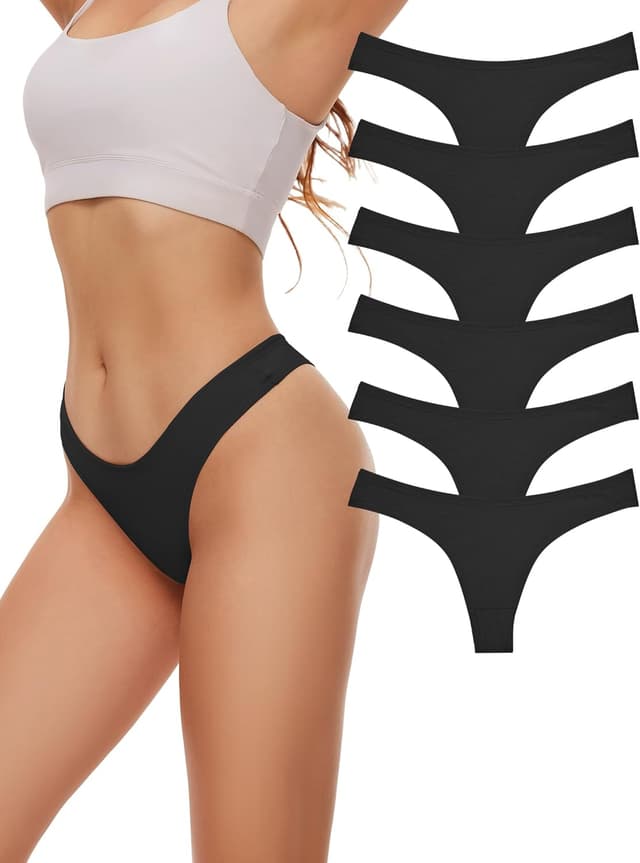 Detalle de Evolyline Baumwolle Tanga Damen String-Set (95% Baumwolle, 5% Elasthan) – atmungsaktiv & bequem