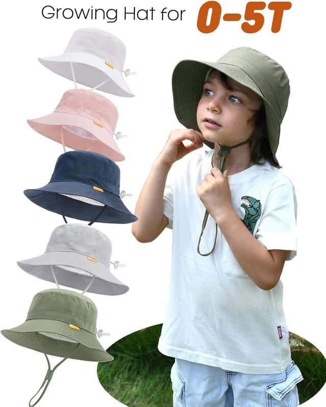 Detalle de FURTALK Baby- und Kinder-Sonnenhut mit UV-Schutz und breiter Krempe (verstellbar, faltbar)