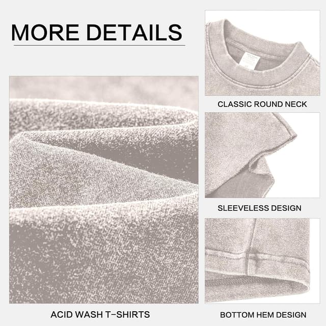 Detalle de HOUZONIY Herren Kurzarm Sommer Shirt ärmellos – Fitness-Weste aus Baumwolle