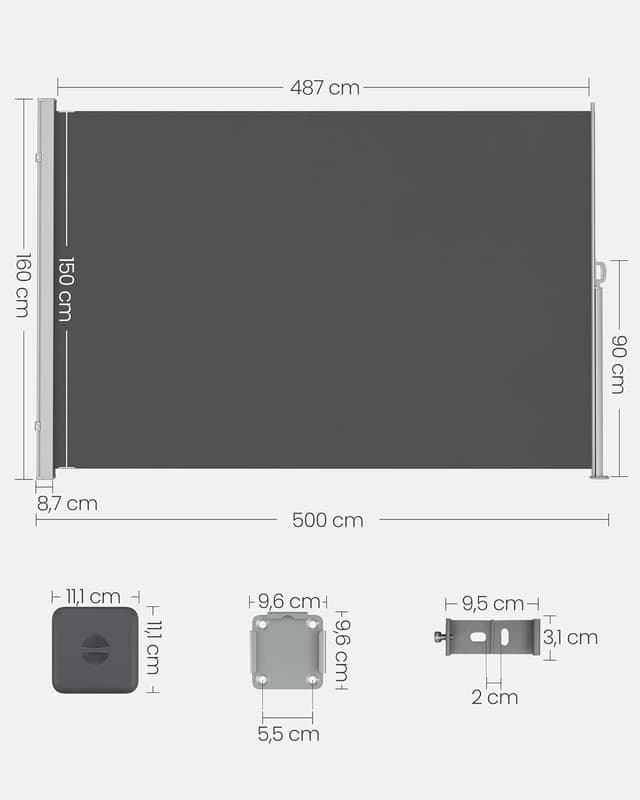 Detalle de Seitenmarkise 160 x 500 cm von SONGMICS